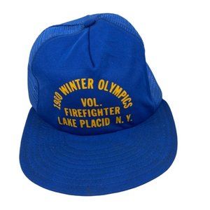 Vintage 1980 Olympics Blue Adjustable Mesh Baseball Hat/Cap large C63
